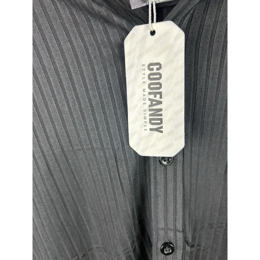 Coofandy Men's Small Black Textured Button Up Shirt